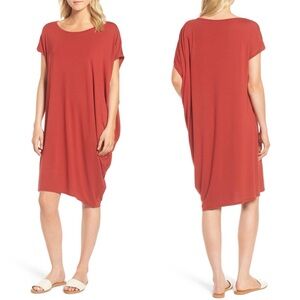 Eileen Fisher Serno Ballet Neck Asymmetrical Lightweight Jersey Dress